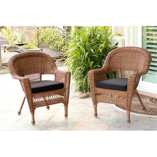 Propation W00205R-C-2-FS017 Honey Rocker Wicker Chair With Black Cushion - Set 2 PR2438983 - main